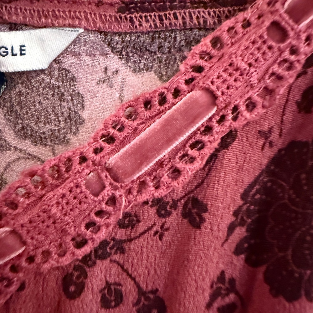American Eagle Maxi Dress Womens Lrg Burgundy Floral Lace Trim Grunge Fairycore - Picture 3 of 16